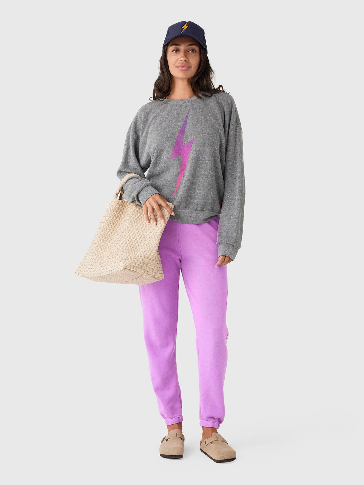 Aviator Nation Women's Bolt Fade Relaxed Crew Sweatshirt