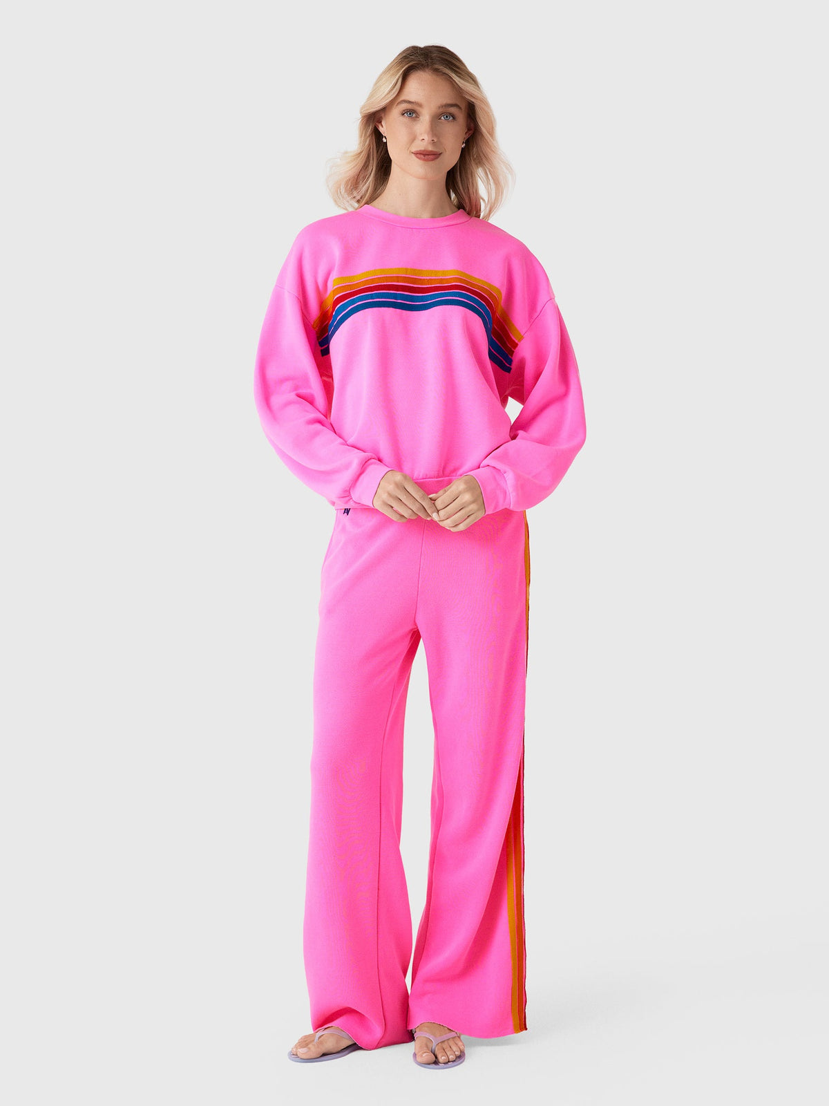 Aviator Nation Women's 5 Stripe Relaxed Crew Sweatshirt