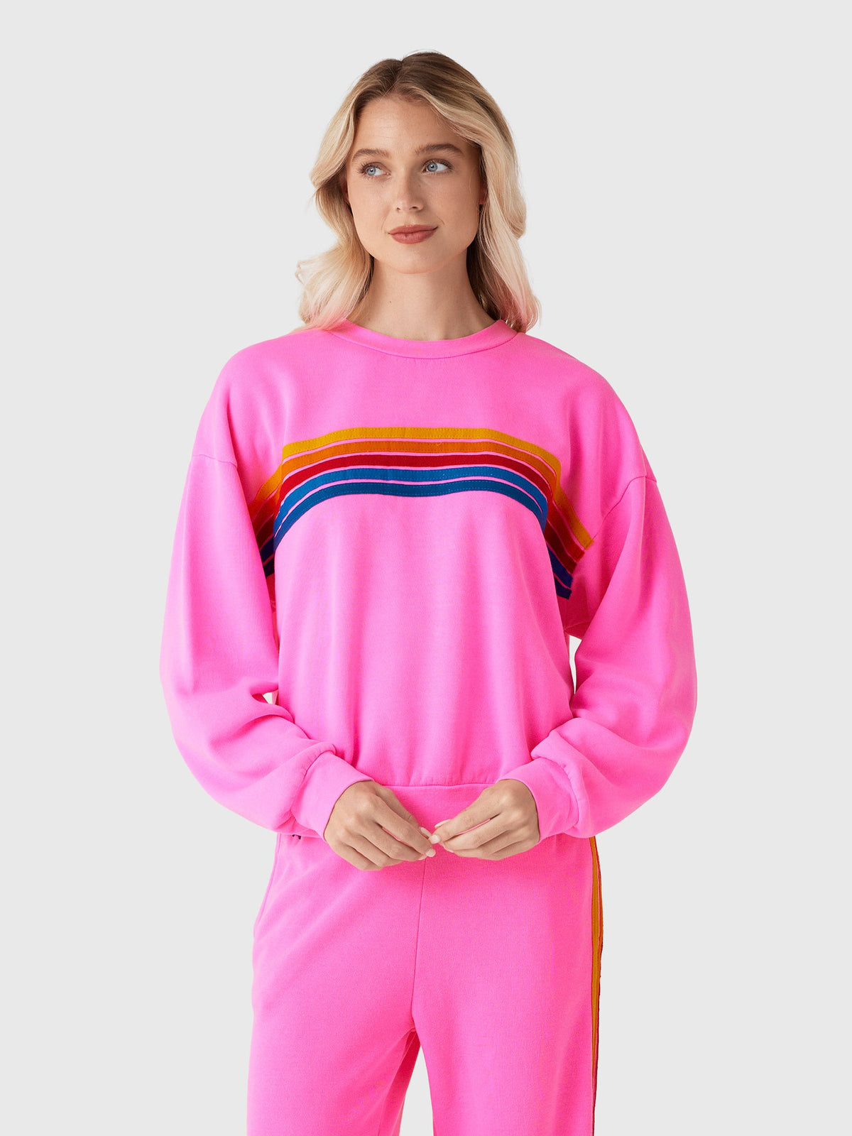 Aviator Nation Women's 5 Stripe Relaxed Crew Sweatshirt