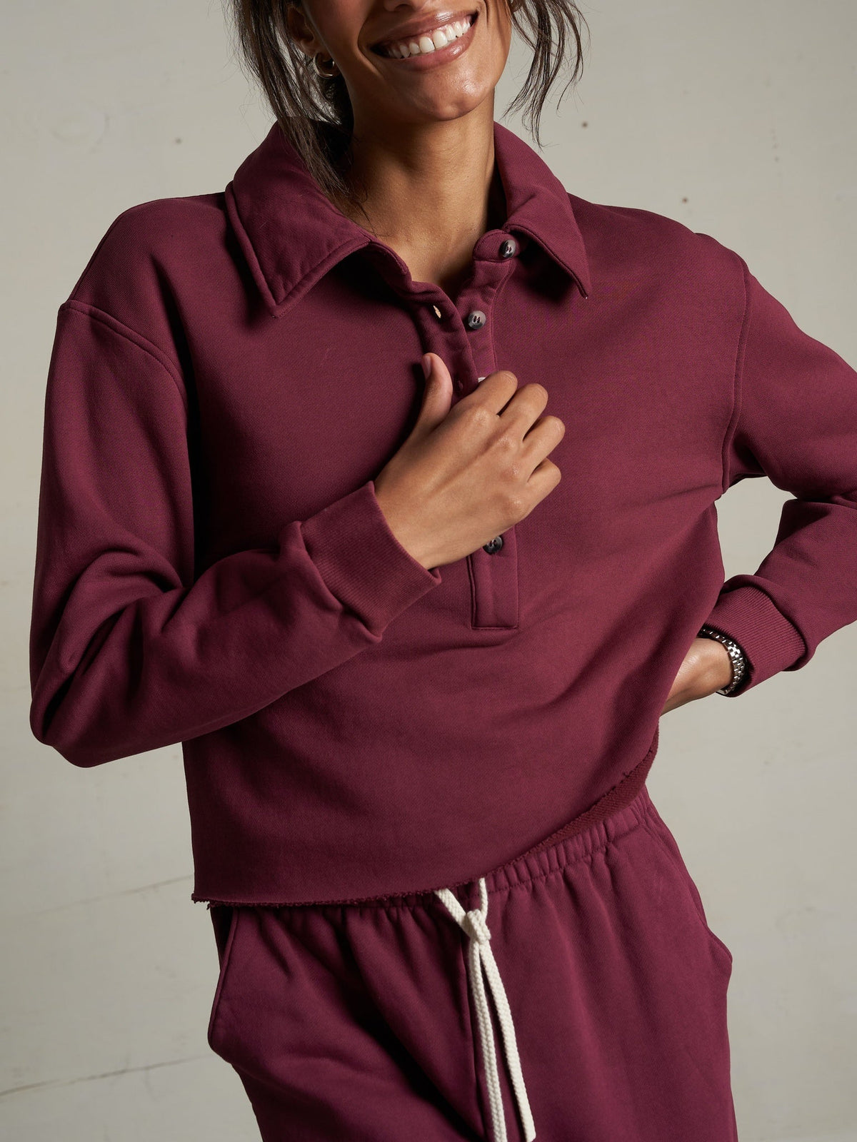 Perfect White Tee Women's Vinny Collared Sweatshirt