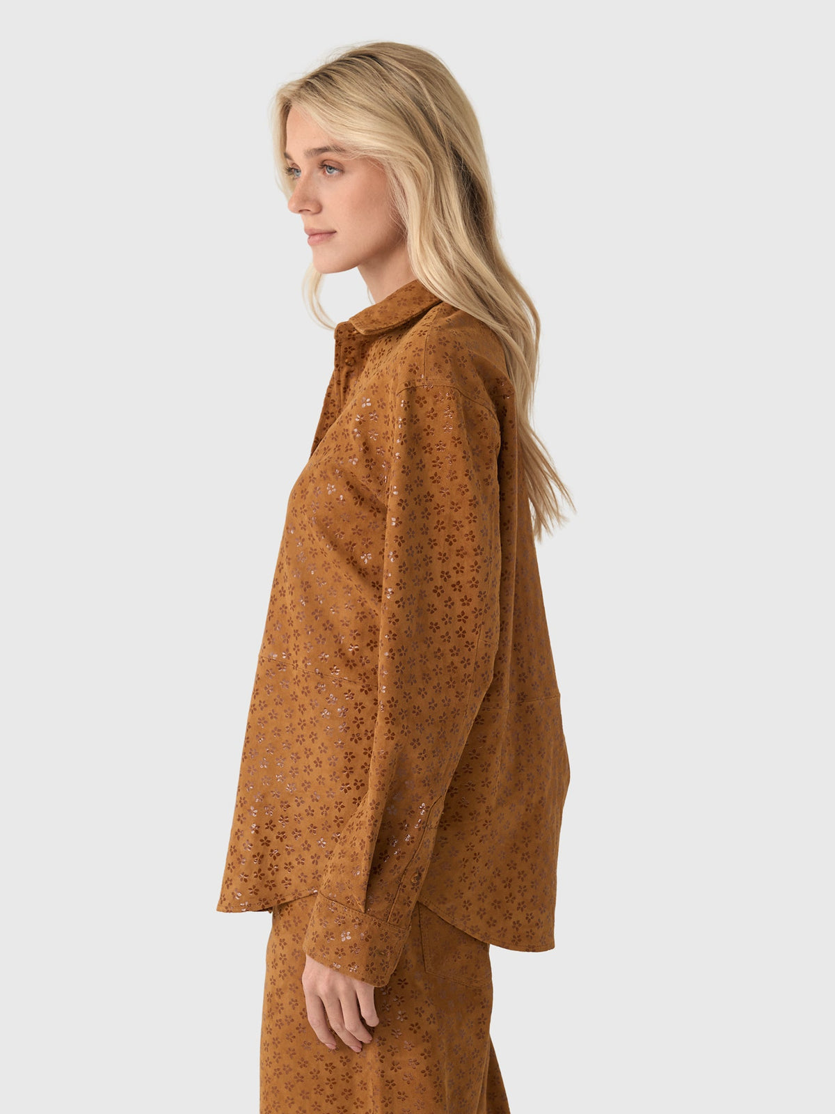 SPRWMN Women's Elise Suede Button-Down Shirt