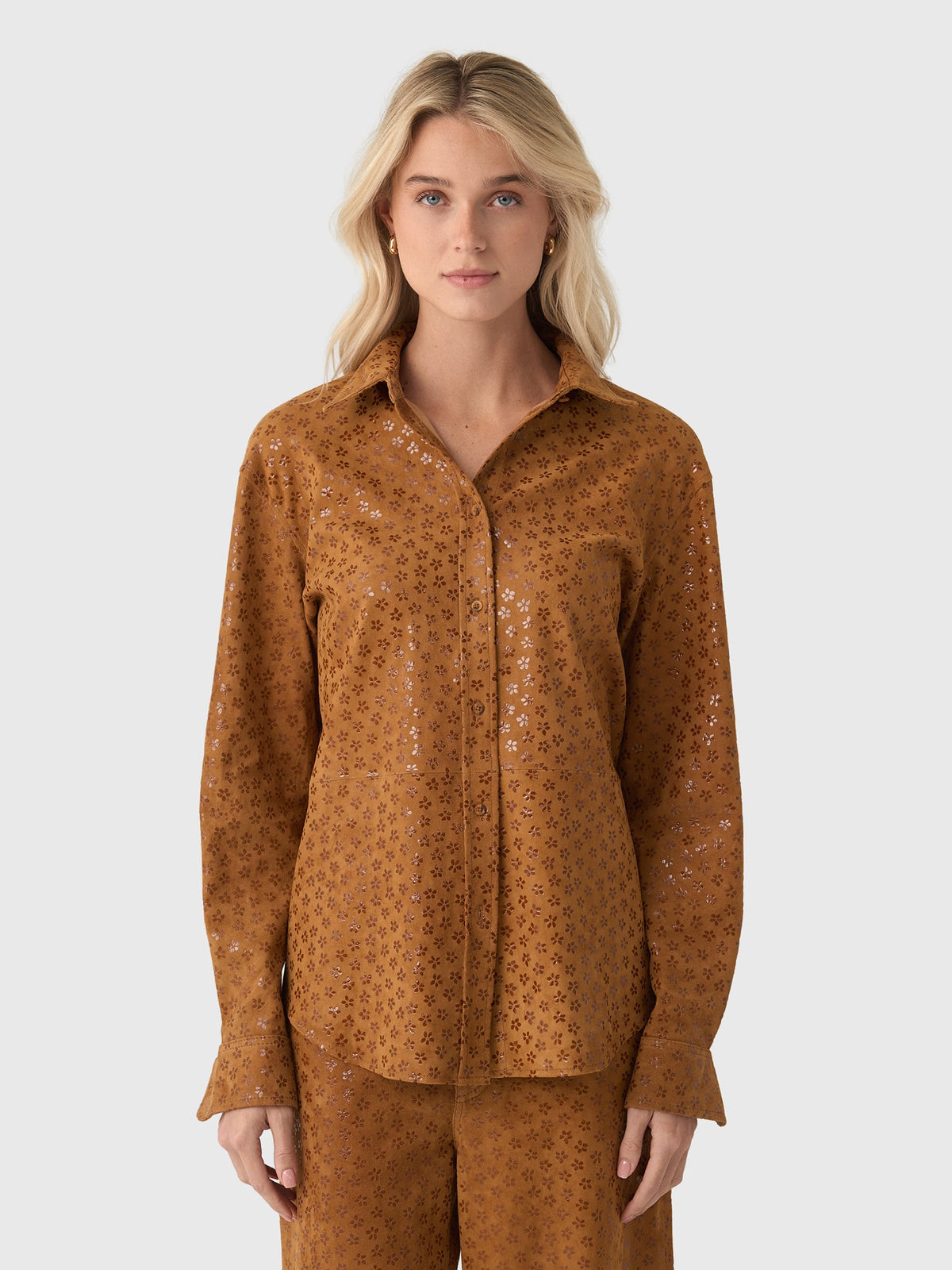 SPRWMN Women's Elise Suede Button-Down Shirt