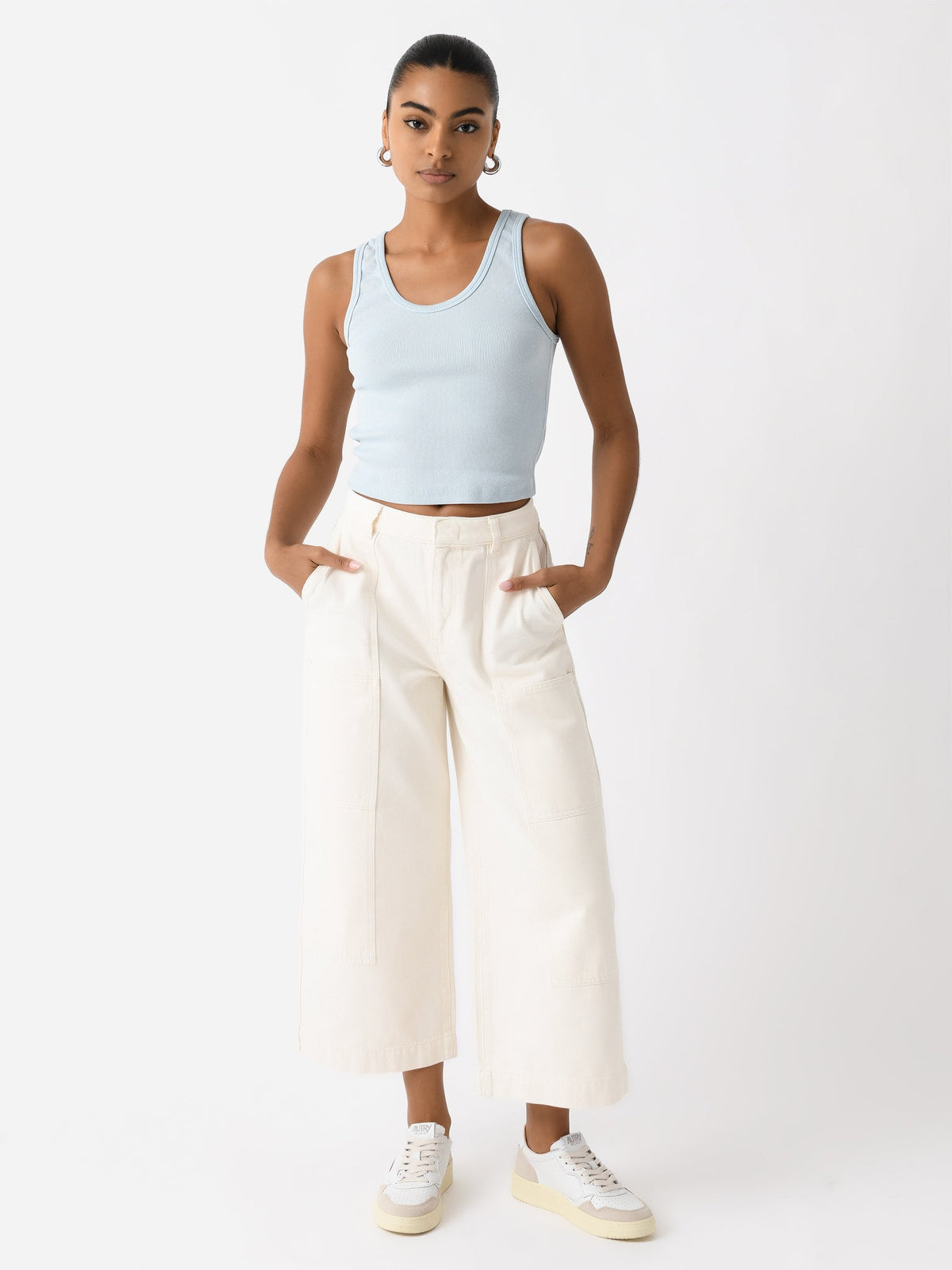 Vince Women's Cotton Mid-Rise Utility Wide Crop Pant