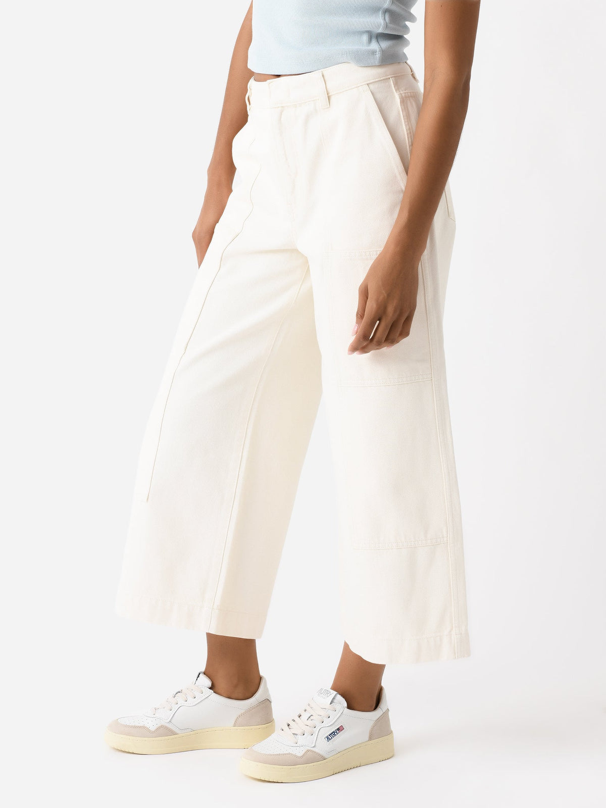 Vince Women's Cotton Mid-Rise Utility Wide Crop Pant
