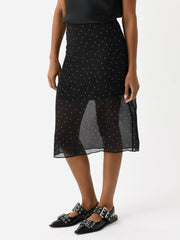 Vince Women's Dot-Print Sheer Stretch-Silk Overlay Skirt