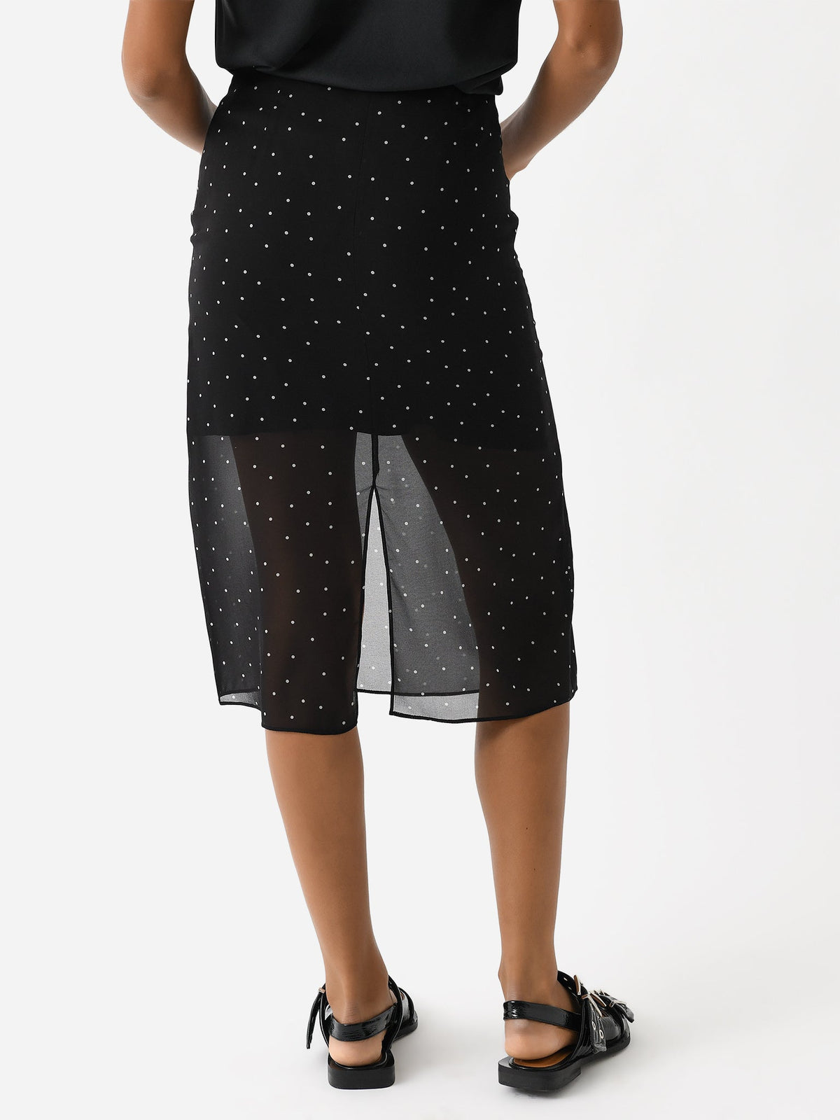 Vince Women's Dot-Print Sheer Stretch-Silk Overlay Skirt