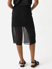 Vince Women's Dot-Print Sheer Stretch-Silk Overlay Skirt