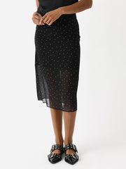 Vince Women's Dot-Print Sheer Stretch-Silk Overlay Skirt
