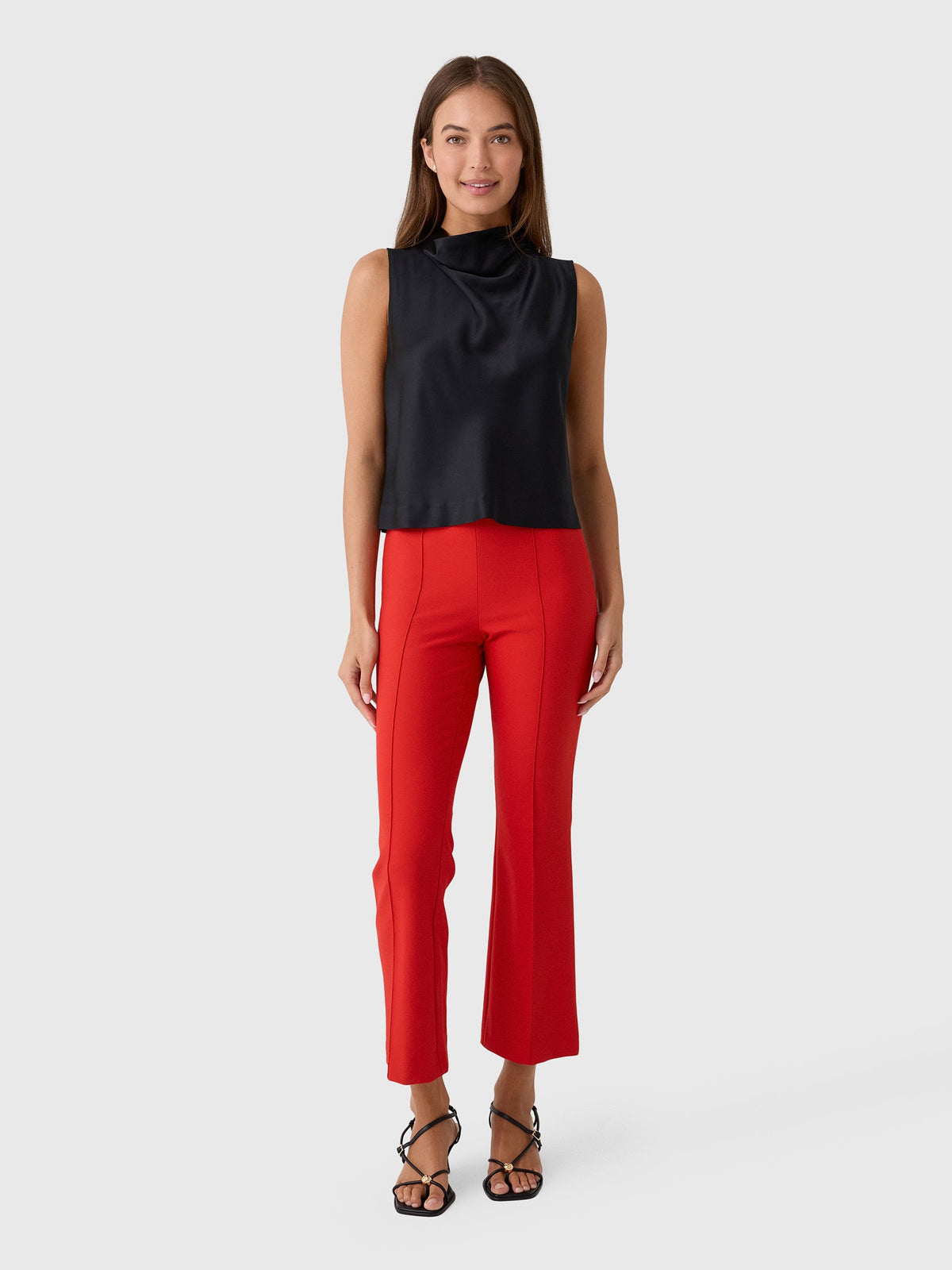 Vince Women's Niki Mid-Rise Pintuck Crop Flare Pant