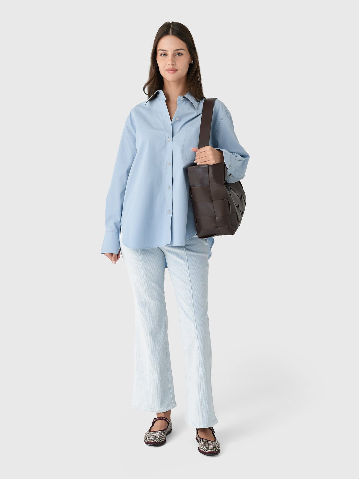 Vince Women's Faux Leather Trimmed Oversized Shirt