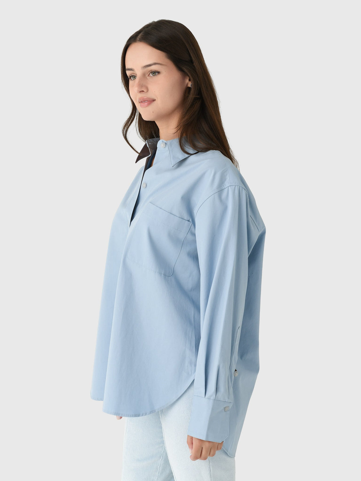 Vince Women's Faux Leather Trimmed Oversized Shirt