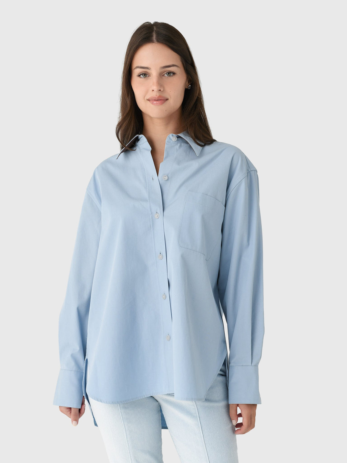Vince Women's Faux Leather Trimmed Oversized Shirt
