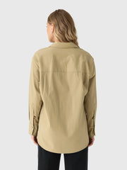 Vince Women's Faux Leather Trimmed Oversized Shirt