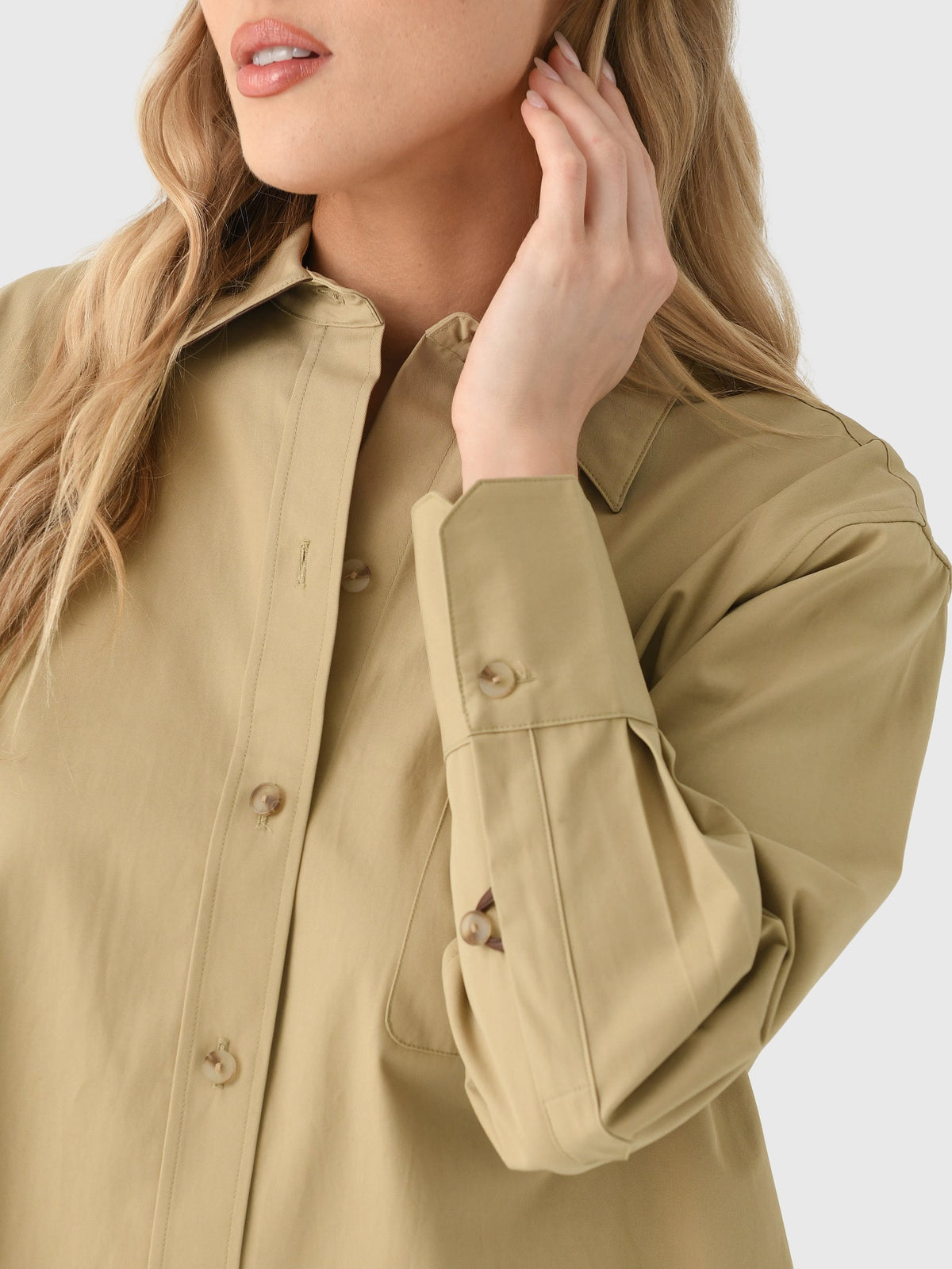 Vince Women's Faux Leather Trimmed Oversized Shirt