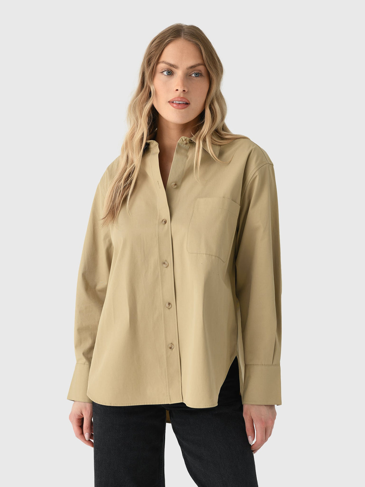 Vince Women's Faux Leather Trimmed Oversized Shirt