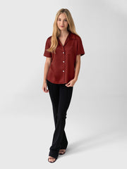 Vince Women's Short-Sleeve Button-Front Blouse