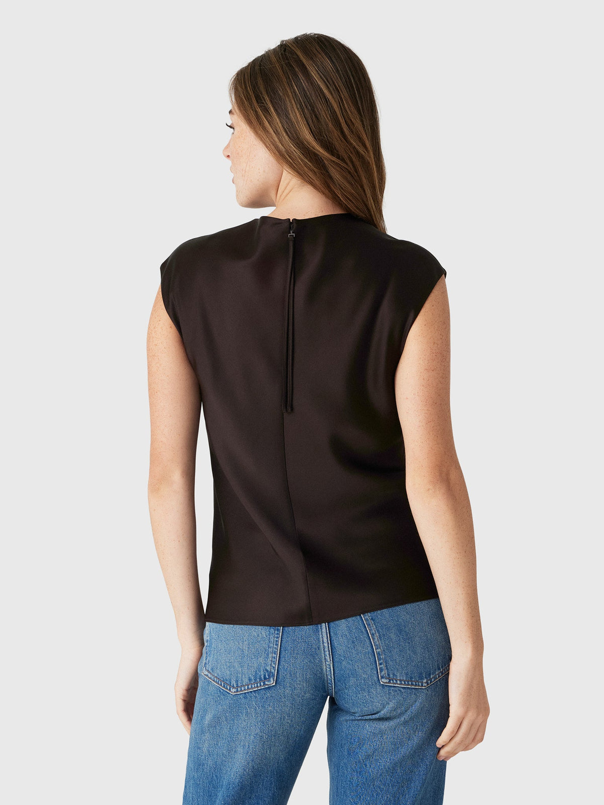 Vince Women's Satin Relaxed Cap-Sleeve Top
