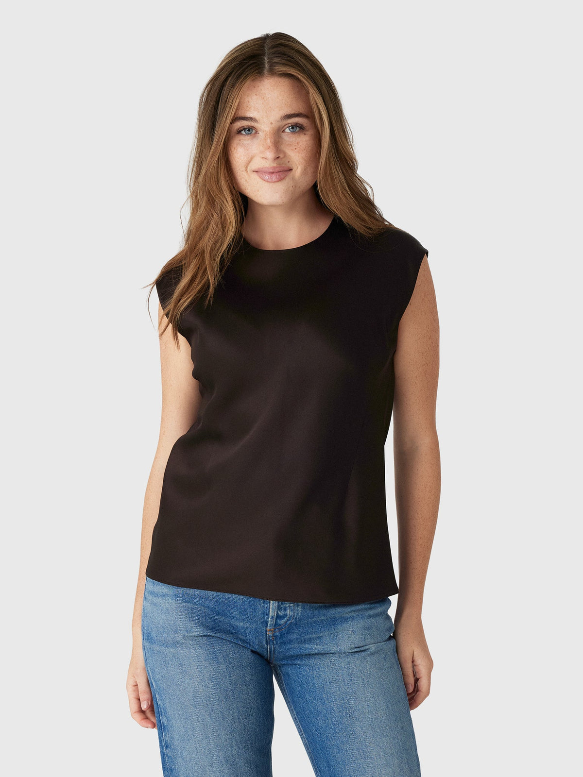Vince Women's Satin Relaxed Cap-Sleeve Top