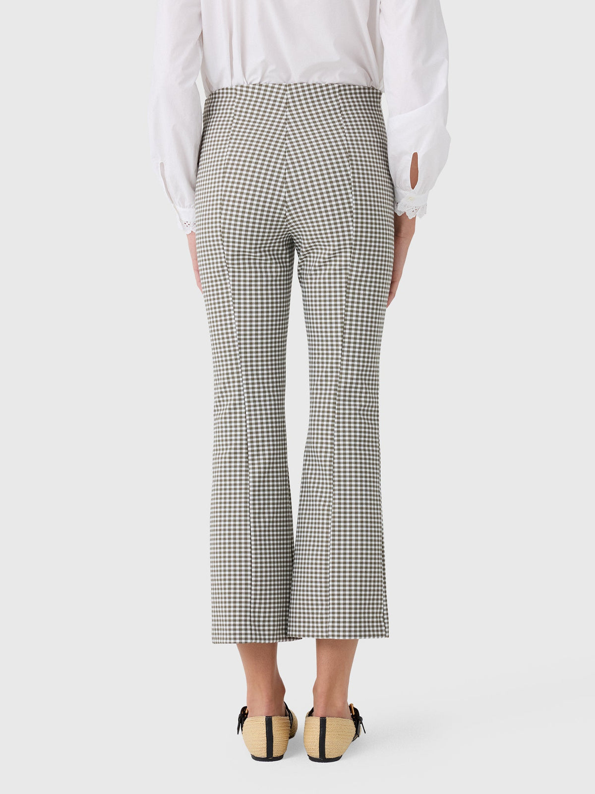 Vince Women's Niki Gingham Mid-Rise Crop Flare Pant