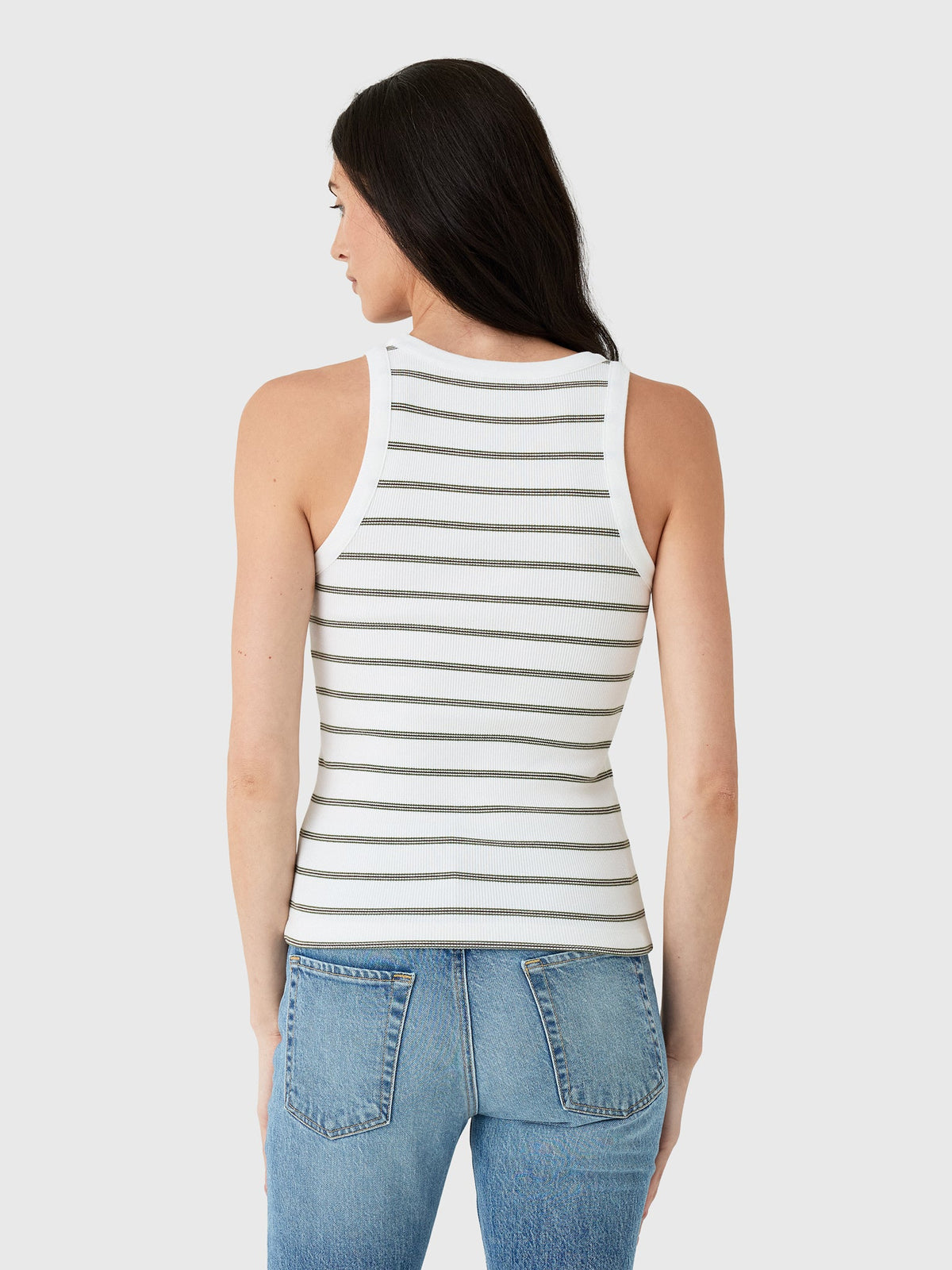 Vince Women's Striped Ribbed Scoop-Neck Tank