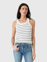 Vince Women's Striped Ribbed Scoop-Neck Tank