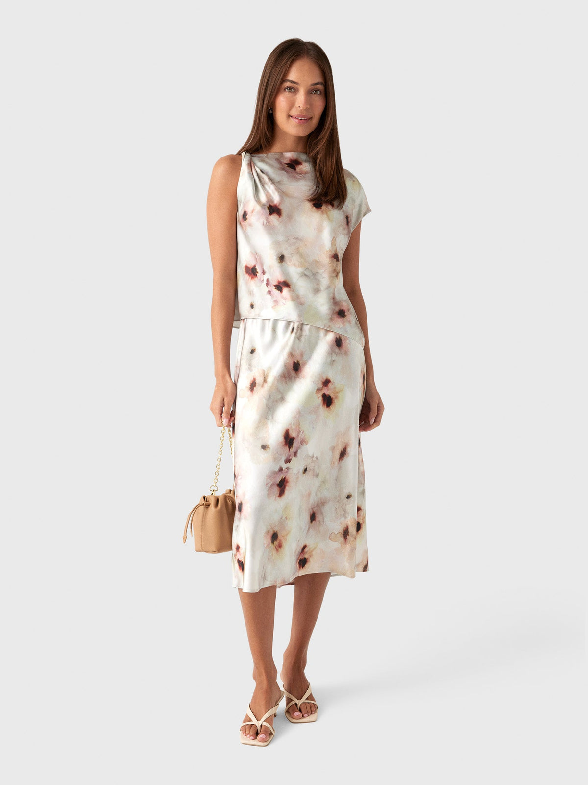 Vince Women's Watercolor Floral Satin Slip-Skirt