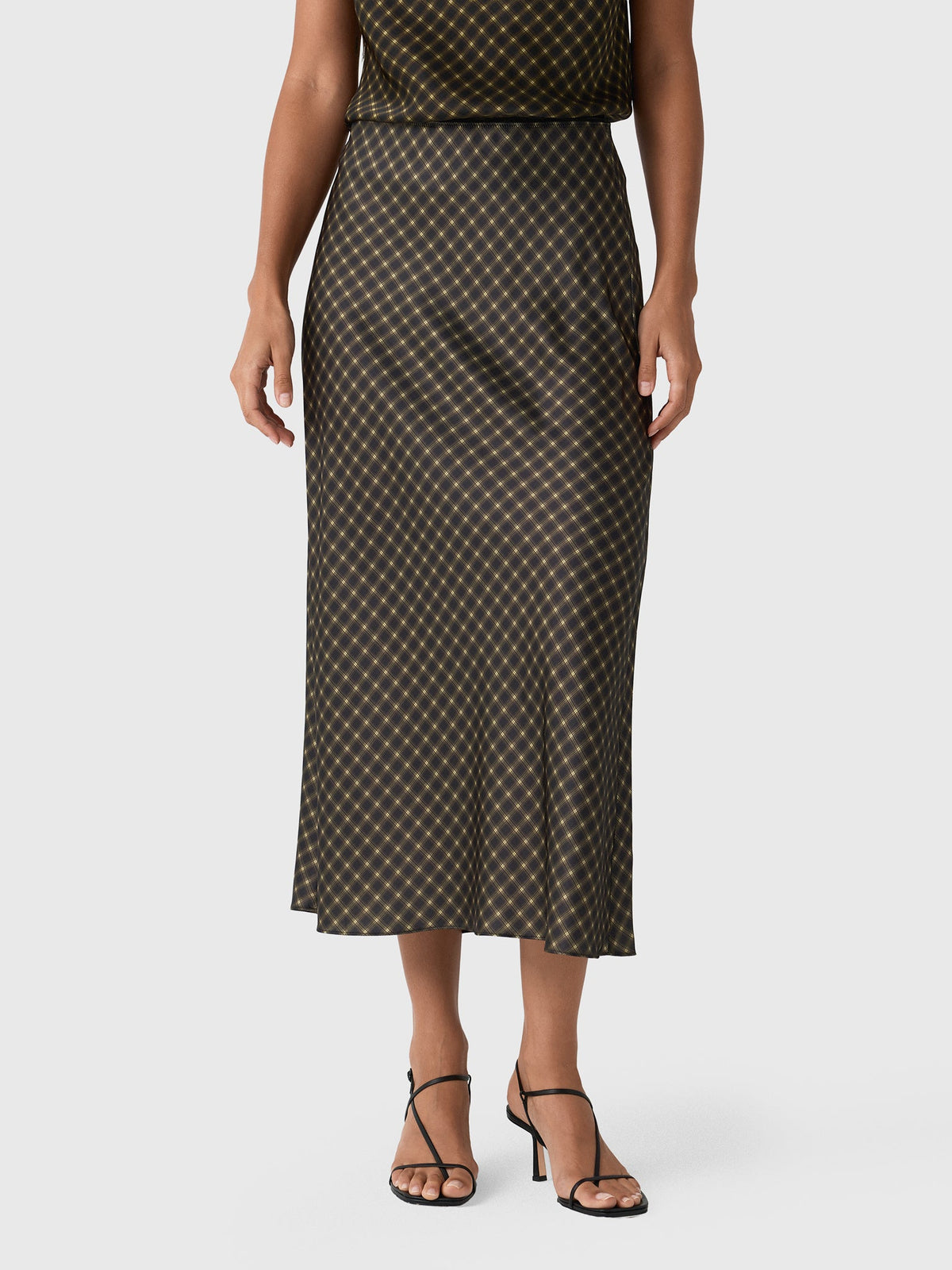 Vince Women's Ombré Plaid Lingerie-Trim Satin Slip Skirt