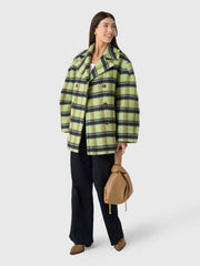 GANNI Women's Check Oversized Brushed Wool Midi Coat