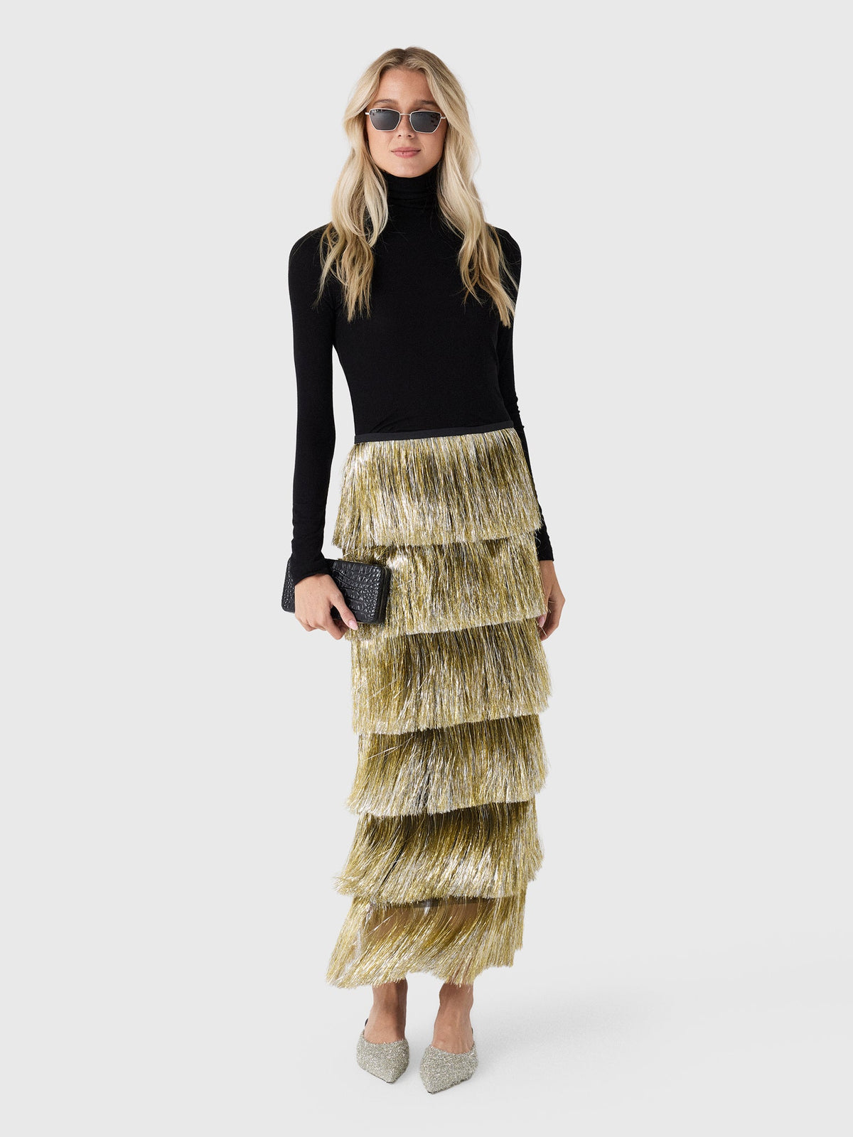 Simon Miller Women's Liv Metallic Fringe Skirt