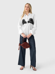 Simon Miller Women's Maren Poplin Crochet Button-Down Shirt