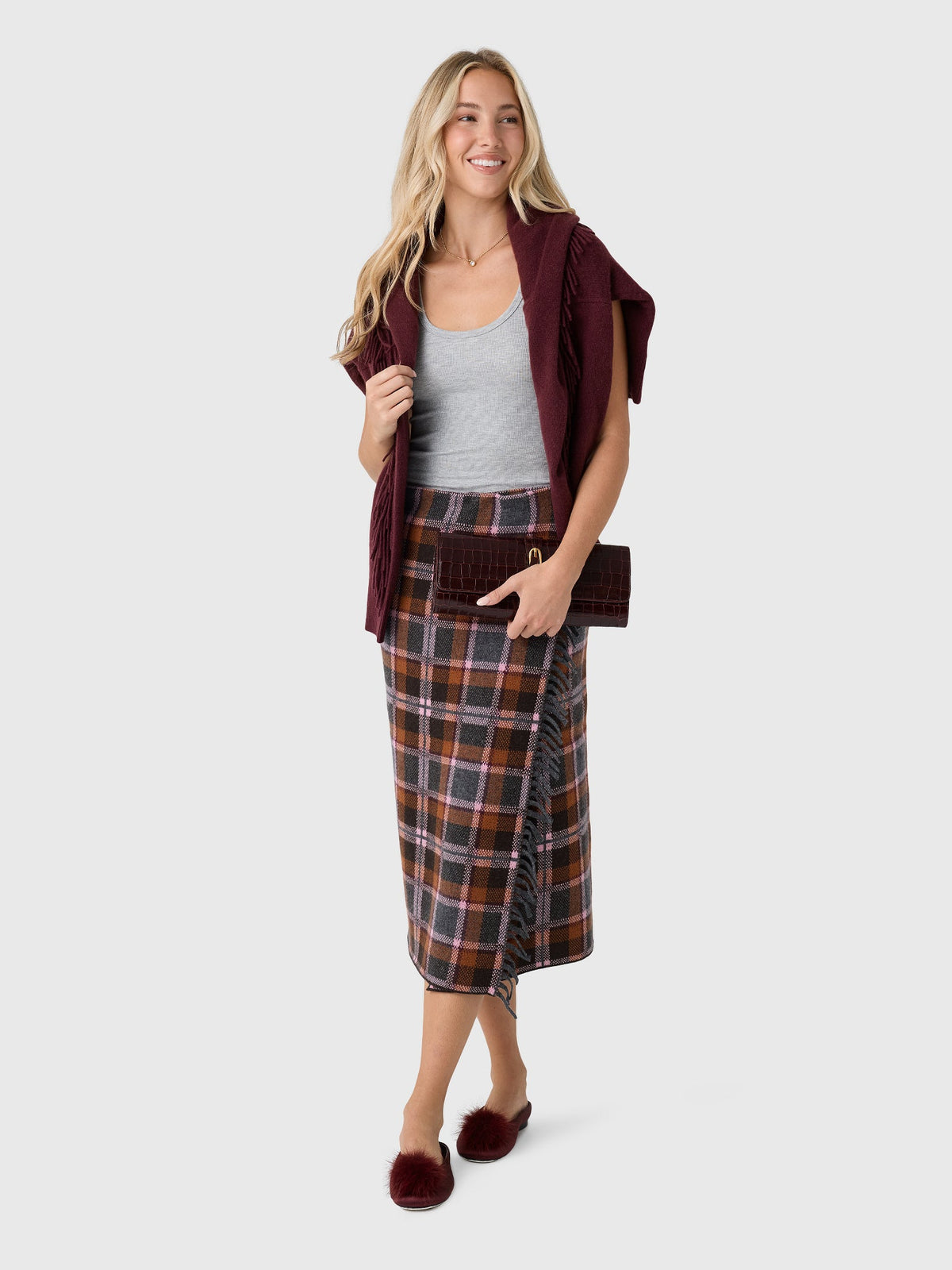 Guest In Residence Women's Tartan Wrap Skirt