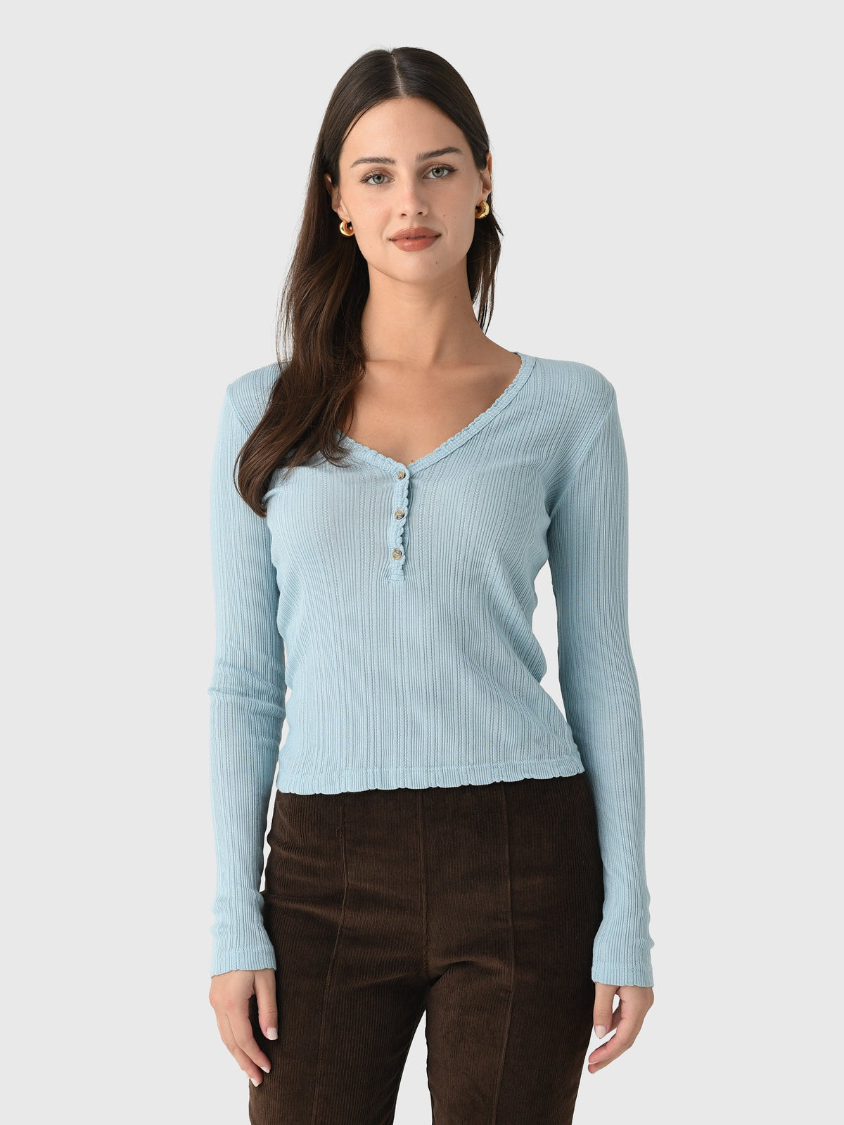 Velvet Women's Winona Pointelle Henley Top