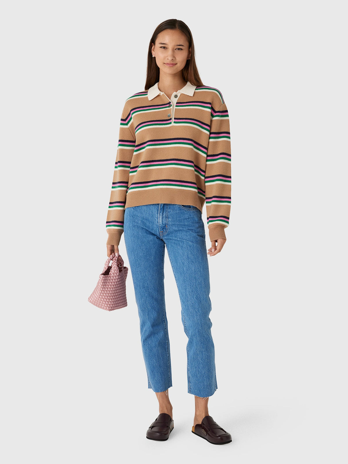 Jumper 1234 Women's Tipping Stripe Rugby Sweater